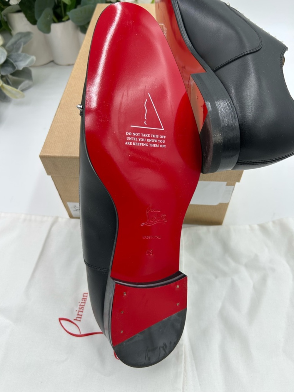 Men's Christian Louboutin CLOOCLOO spiked Leather, Oxford's size 43 made Italy - Picture 8 of 10